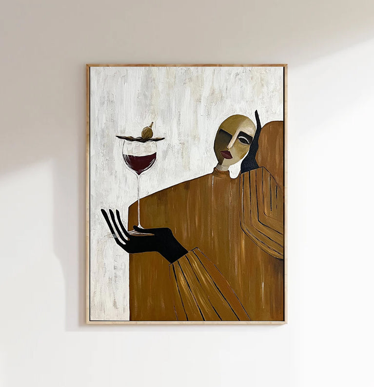 Mid-Century Modern Abstract Figurative Painting Hand-painted Texture Wabi-sabi Art