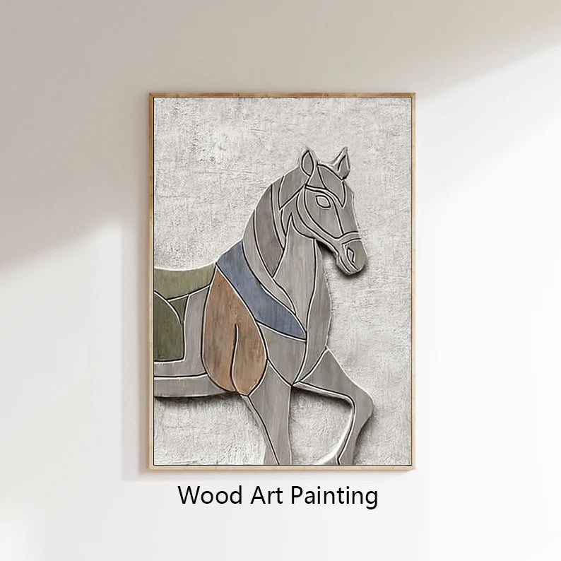Horse Textured Sculpture wall decor Horse Abstract wood Sculpture art 