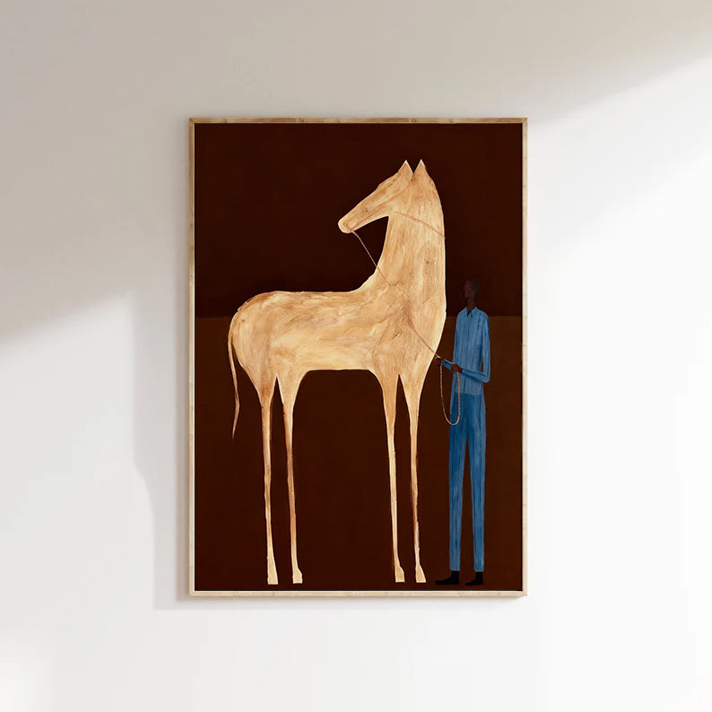 Contemporary Folk Style Horse Painting Modern Minimalist Horse Art