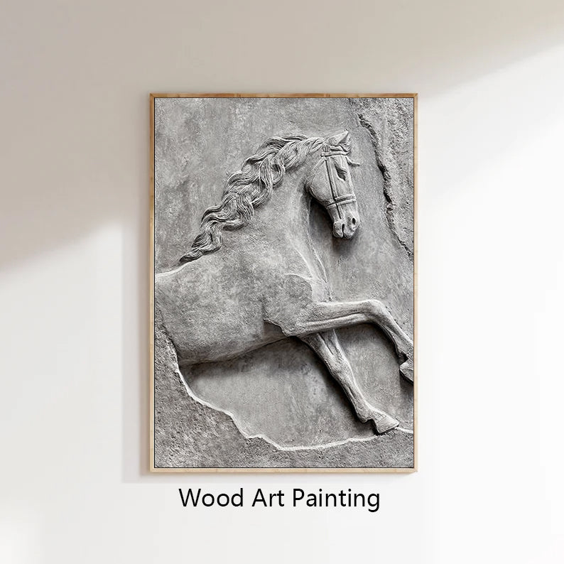 Horse Abstract wooden art horse 3D Textured Sculpture wall decor