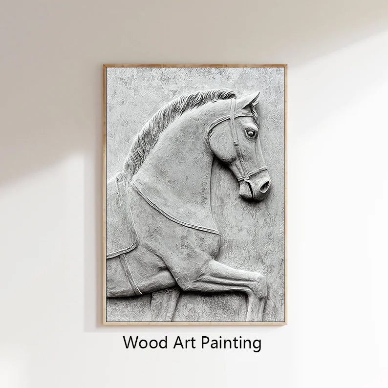 Horse 3D Textured Sculpture wall decor Horse Abstract wooden art 