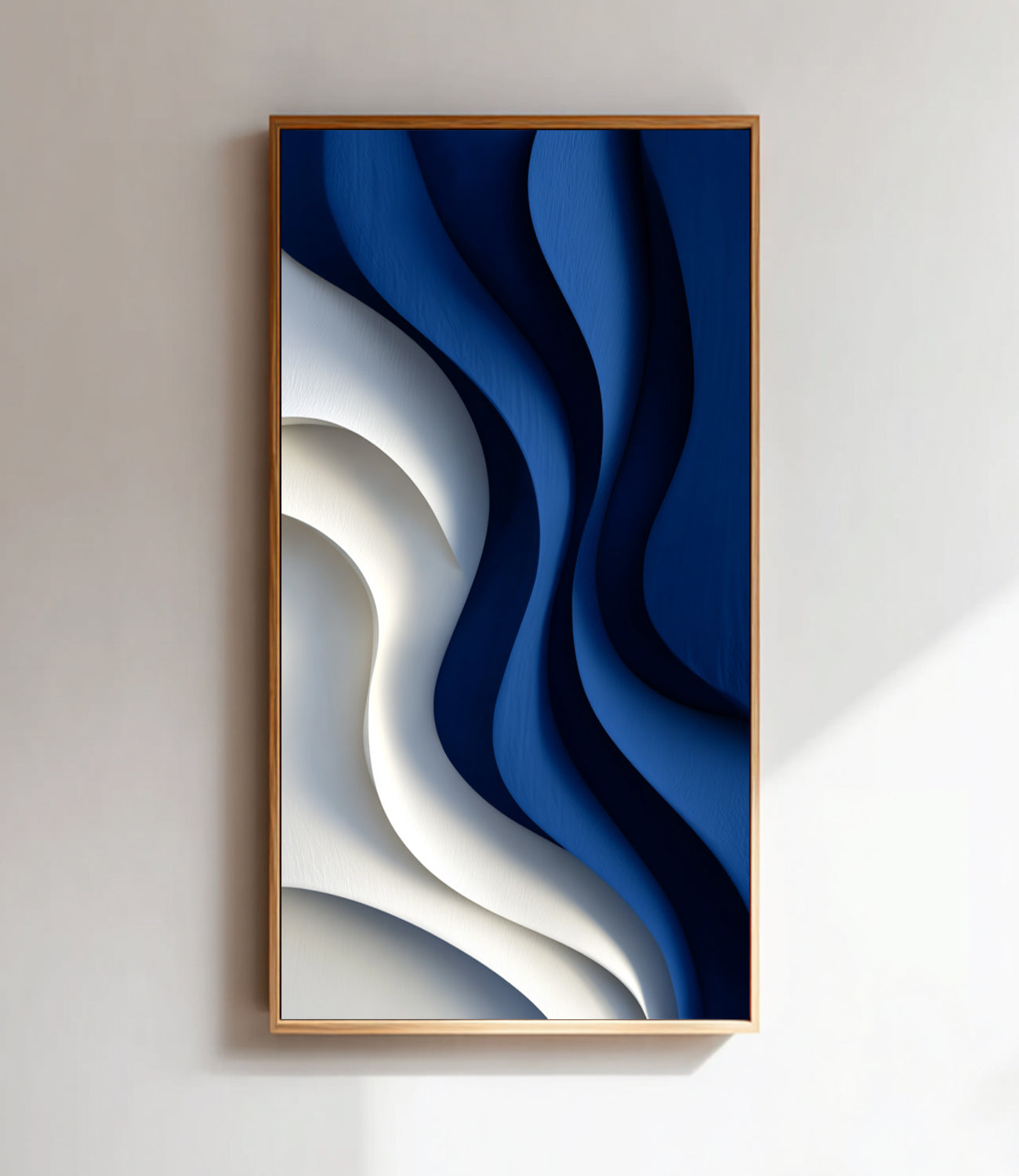 Blue 3D Textured Wall art Blue Sculptured art Painting Wood Block Art