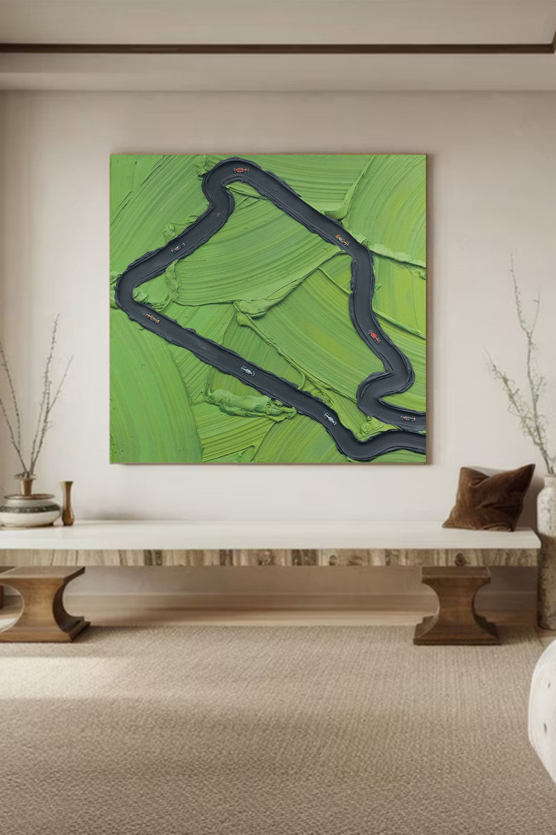 Large Green Abstract Painting Green Textured Wall Art Green Canvas Wall Art Golf Course Painting