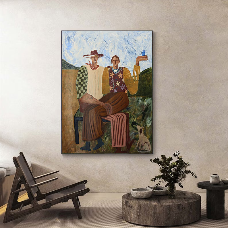 Mid-century Modern Art Figurative Expressionism People Decor Painting