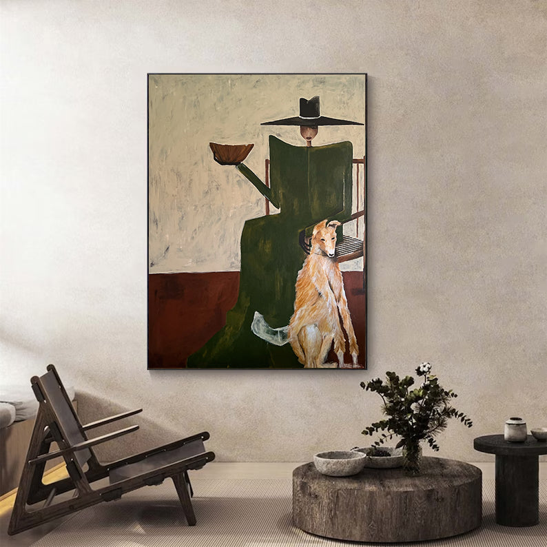 Hand-painted Abstract Figurative Wall painting Modern Greyhound Art