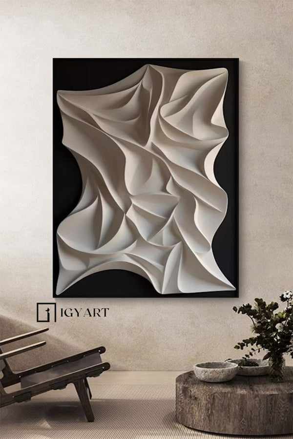 Black and White sculpture Textured Wall art Sculptured Wood Block Art Sculptured art Painting