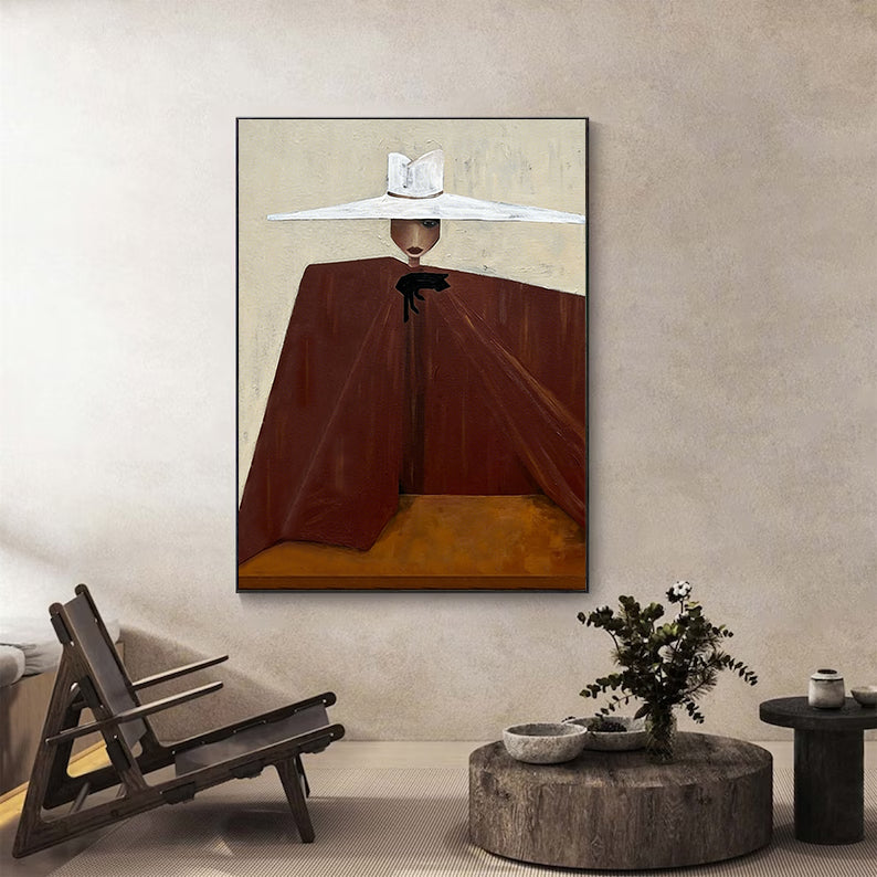 Hand-Painted Minimalist Abstract Portrait Art Contemporary Figuration art