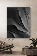 Black sculpture Wall art Black Wood carving wall art Black sculpture Textured Wall art Black Abstract Art