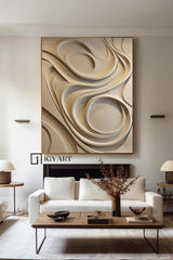 Beige wood carving wall art Beige Sculptured art Vertical wood carving wall art Customized colors