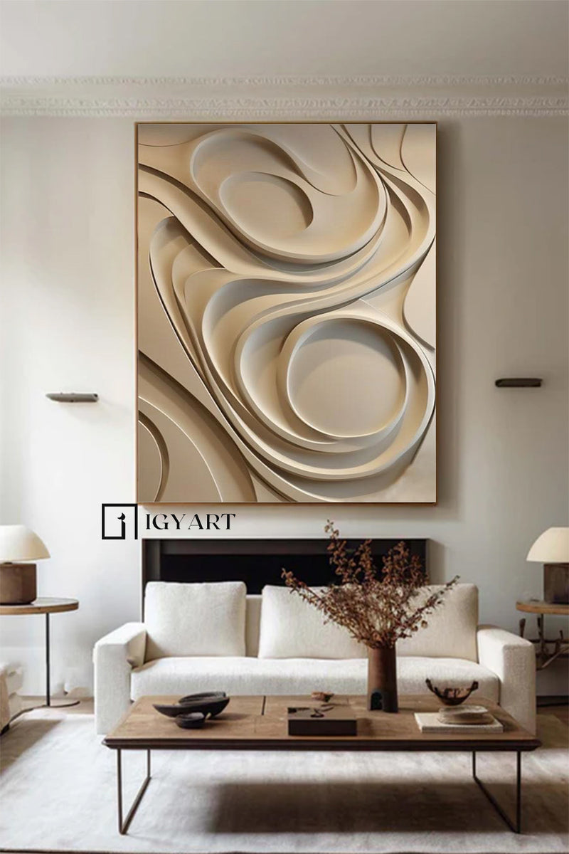 Beige wood carving wall art Beige Sculptured art Vertical wood carving wall art Customized colors