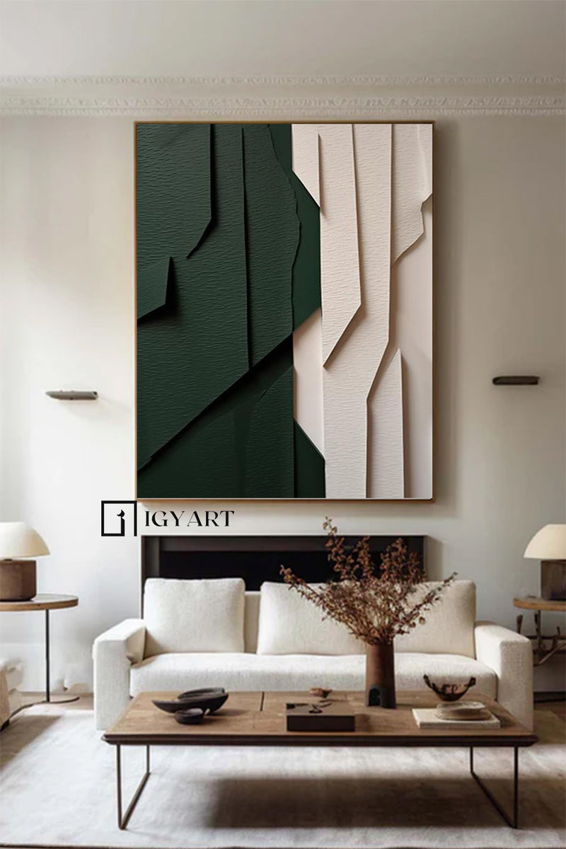 Green Sculptured art Painting Wood carving wall art Green Textured Wall art Customized colors