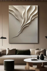 Beige grey wood carving wall art Beige grey Sculptured art Vertical wood carving wall art 