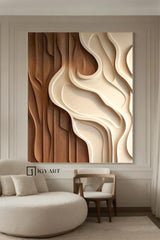 Reddish brown Textured Wall art brown Sculptured art Painting Wood carving wall art Customized colors