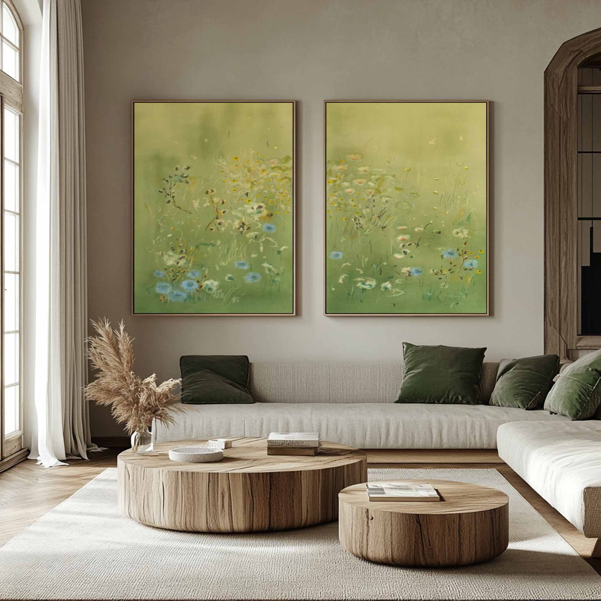 Green Flower Art Green landscape abstract painting Abstract Flower Painting
