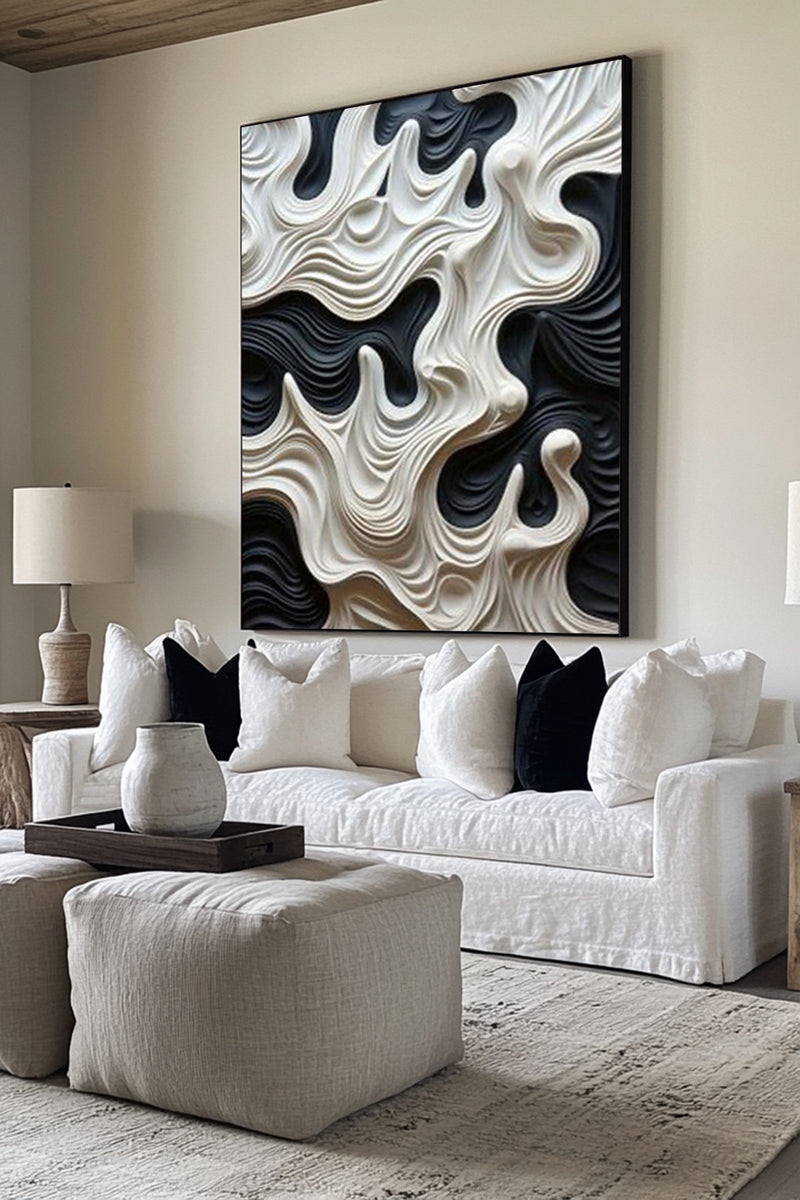 Black and White sculpture Wall art Black Wood carving wall art Black sculpture Textured Wall art Black Abstract Art