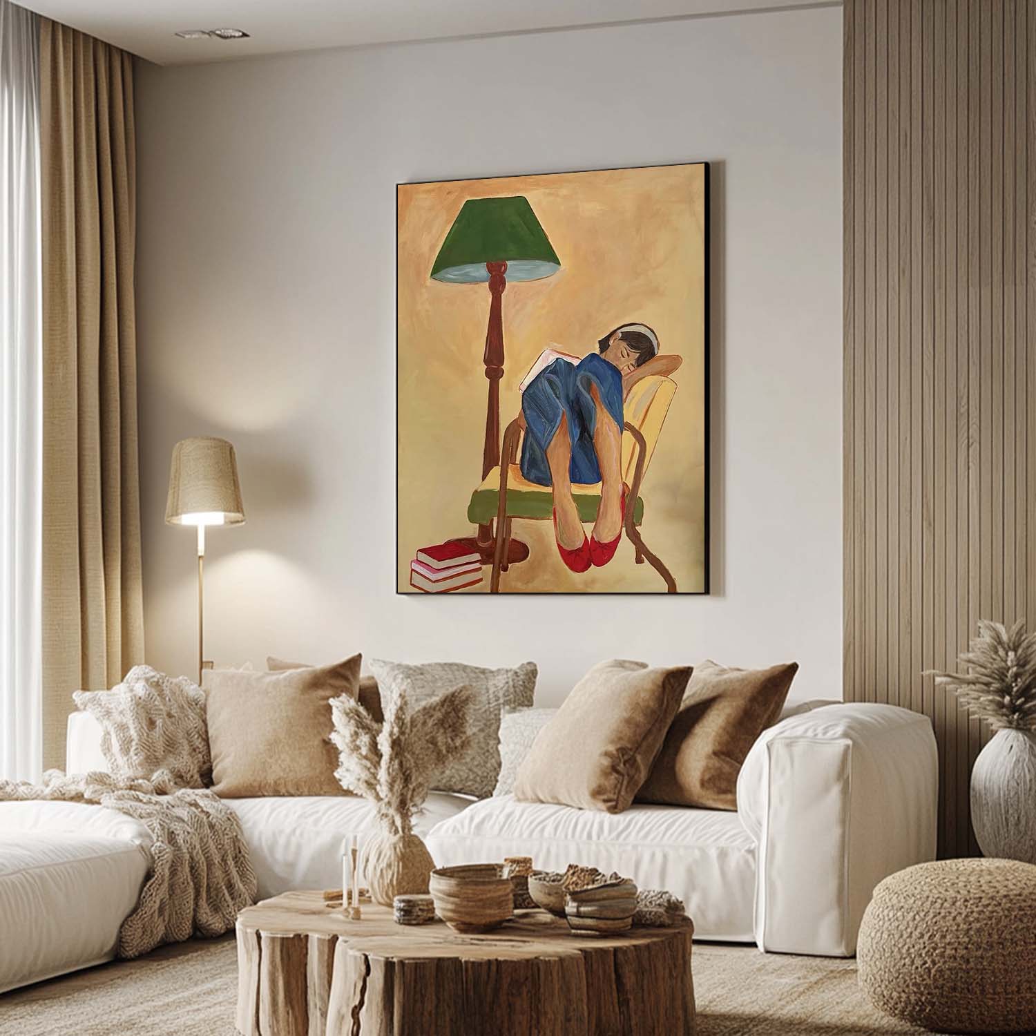Matisse Style Girl Reading Oil Painting, Expressionist Mid-century Wall Art