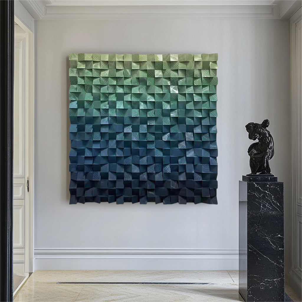 Wood wall Decor Wood Block Art Geometric Wood Art Sculptured art