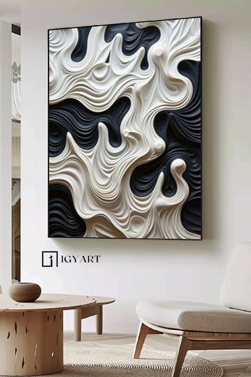 Black and White sculpture Wall art Black Wood carving wall art Black sculpture Textured Wall art Black Abstract Art