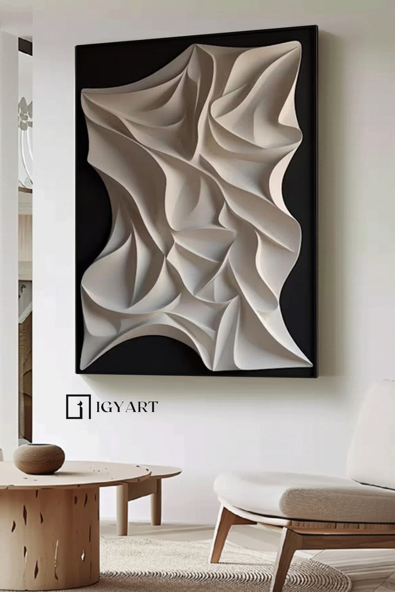 Black and White sculpture Textured Wall art Sculptured Wood Block Art Sculptured art Painting