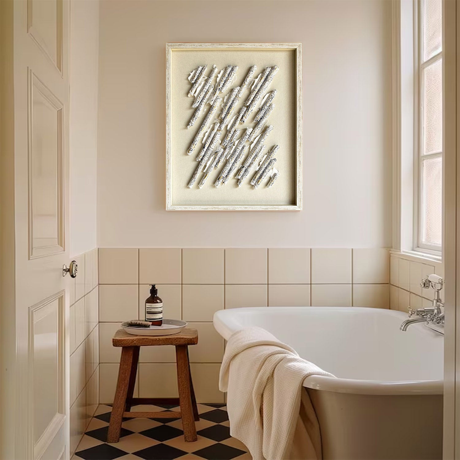 White texture wall decor Installation Art painting sculpture wall art 