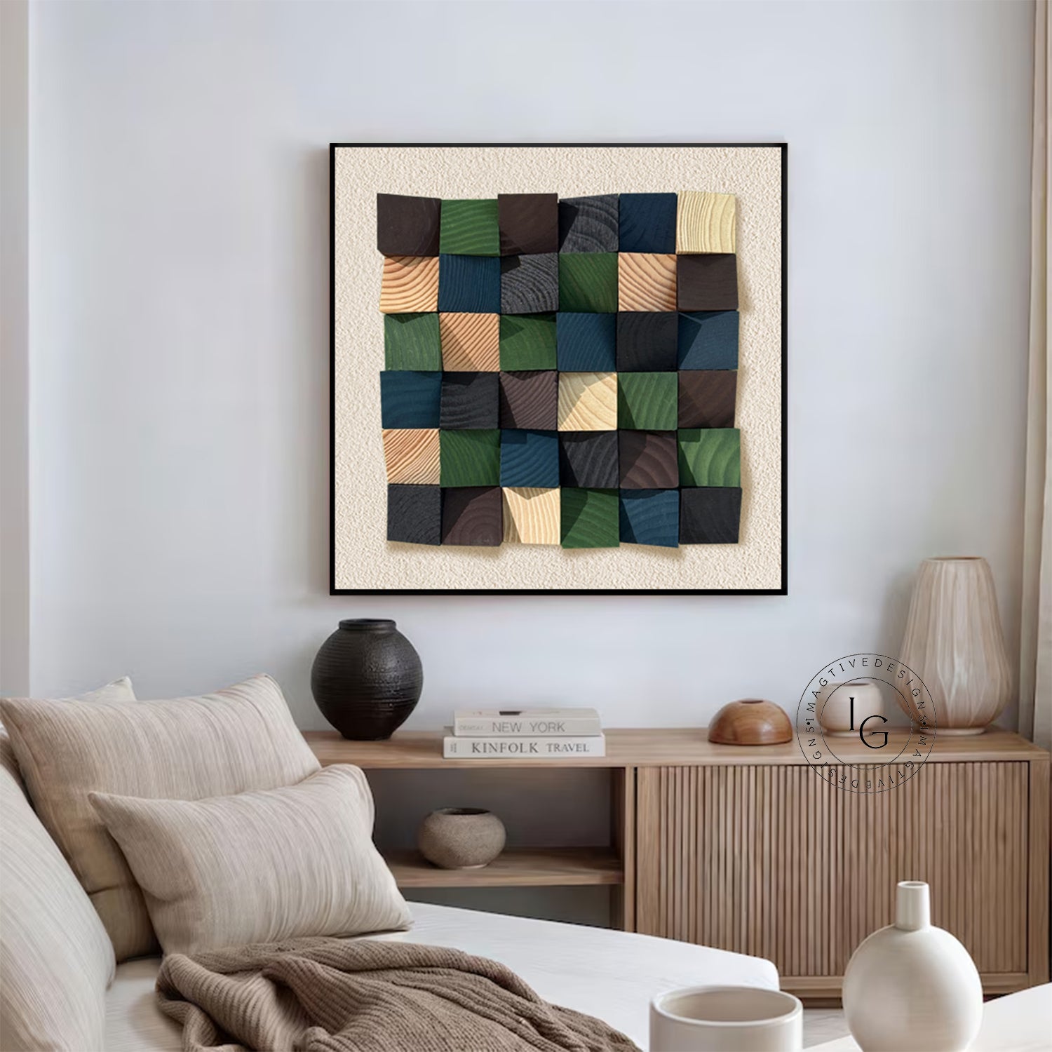 Colorful wood wall Textured Art Colorful Wood collage decor painting