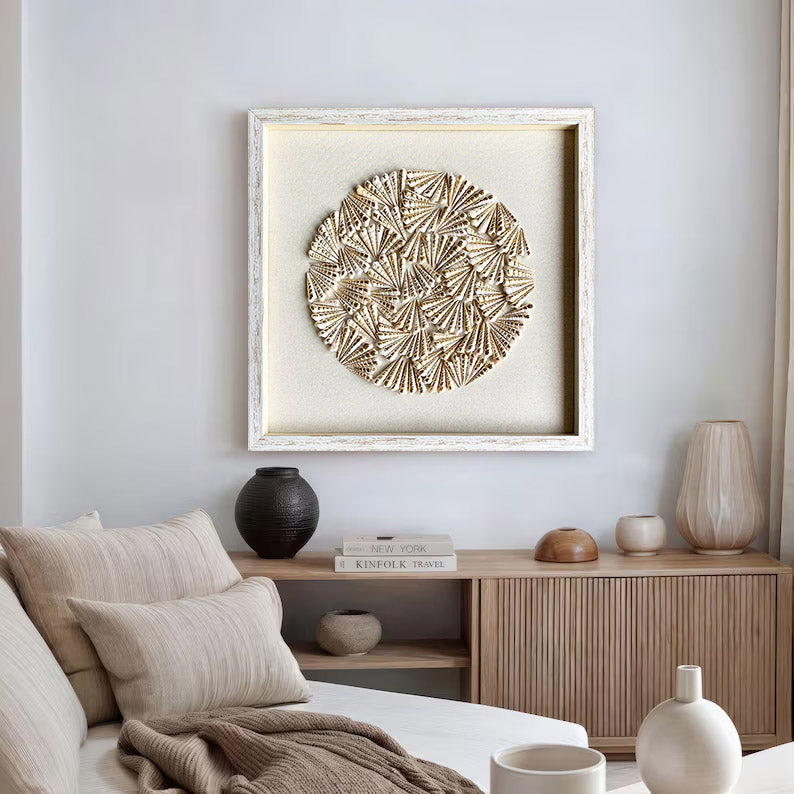 Conch decor painting Shell painting,sea shell ornaments,shell wall art