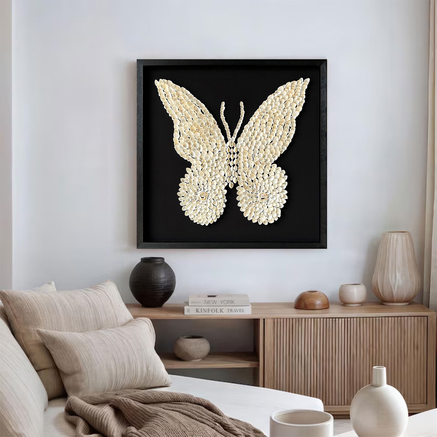 shell wall decor art Shell decor painting butterfly painting