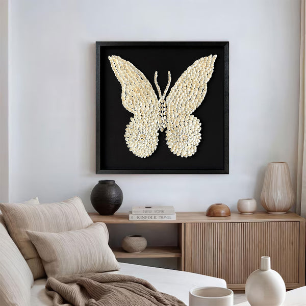 shell wall decor art Shell decor painting butterfly painting