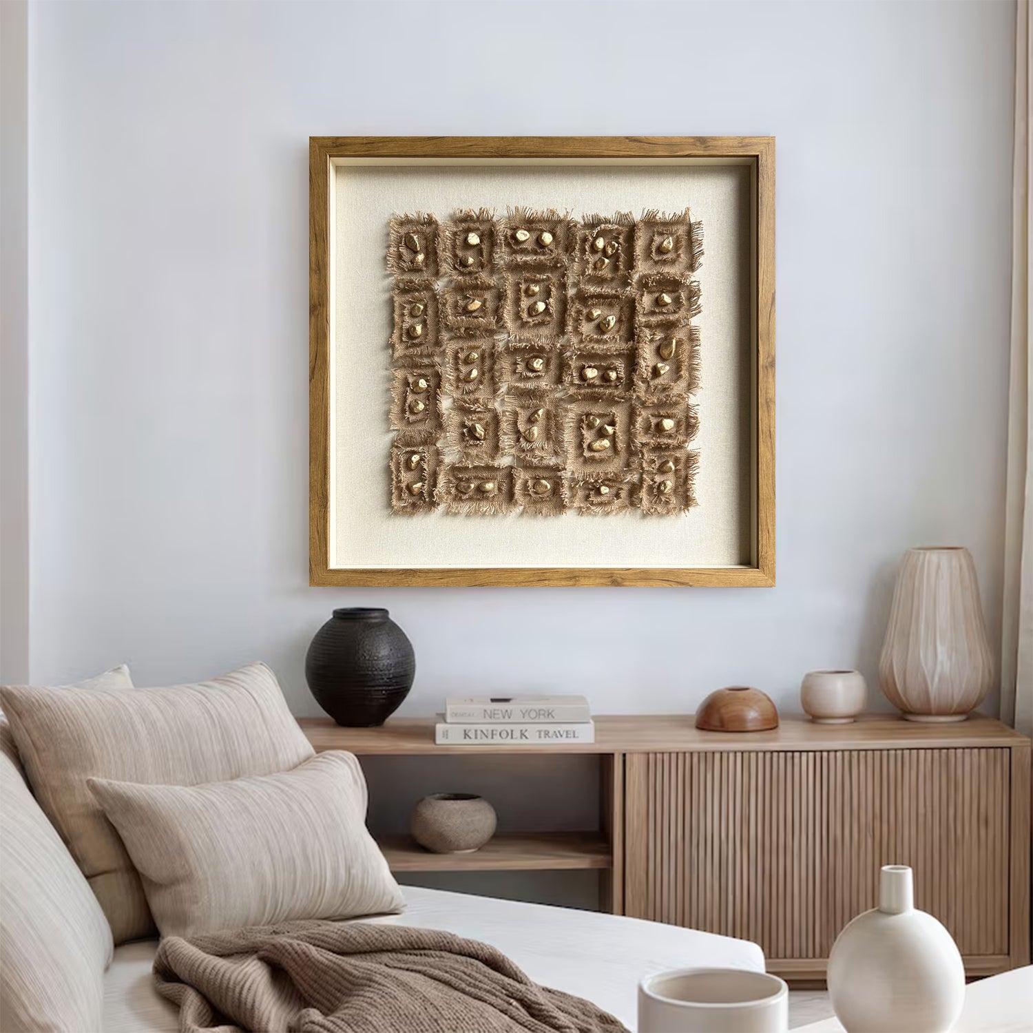 stone decor painting Real wall decor art Stone linen decor painting