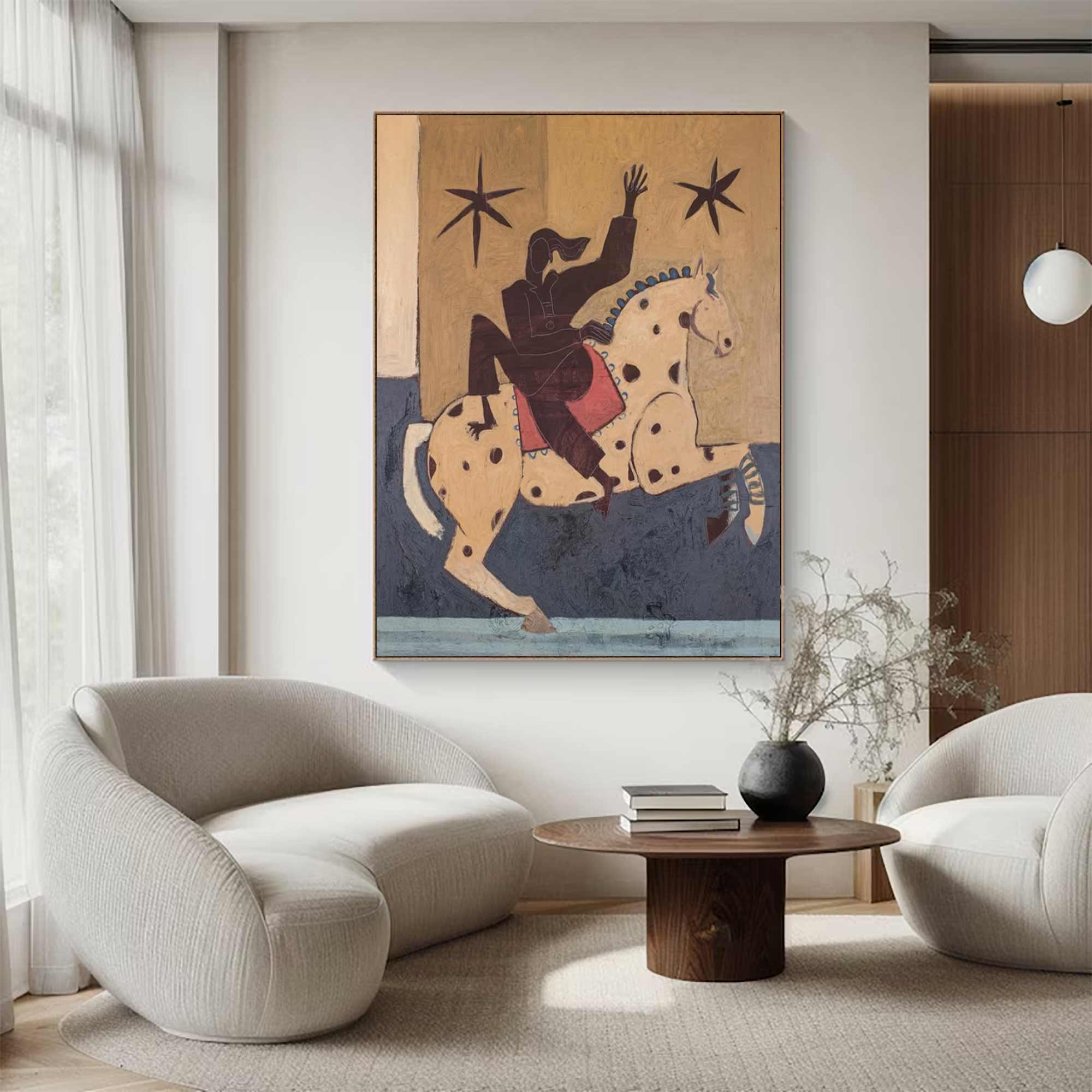 Surreal Horse Art Painting Whimsical Figure & Horse Painting 