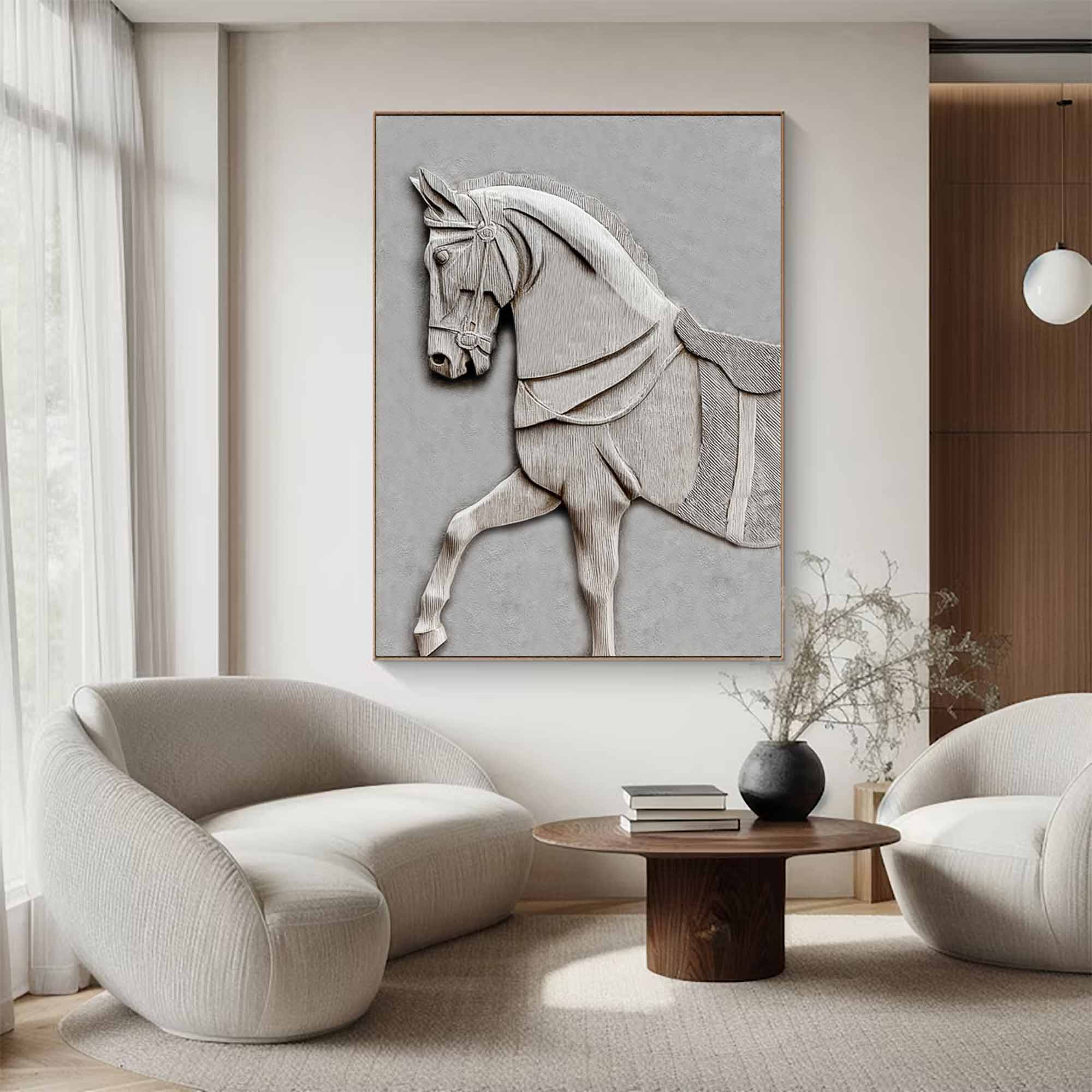 Wooden horse carvings painting, horse-shaped wood wall decor