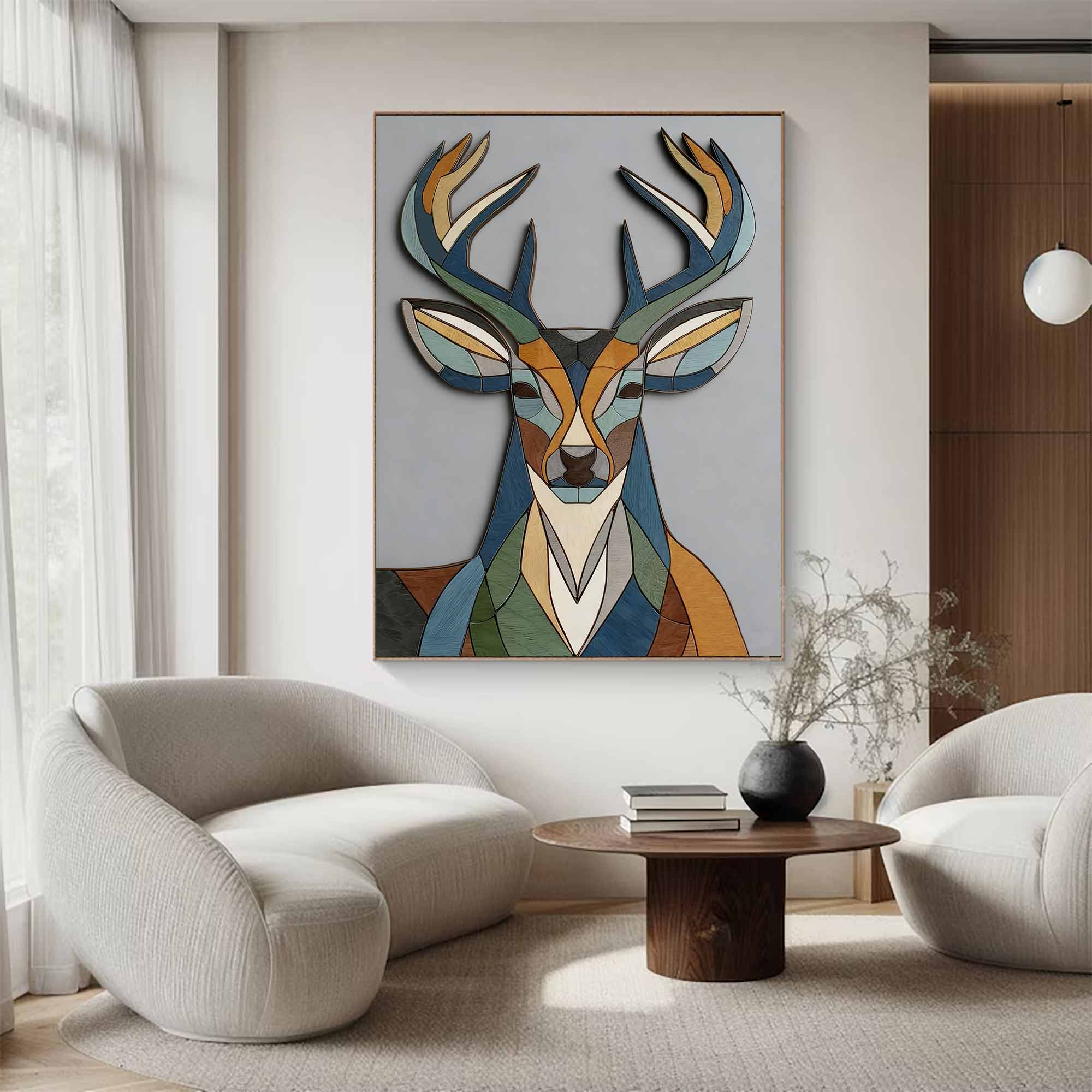 Modern polygonal deer wall hanging Housewarming gift deer wall art