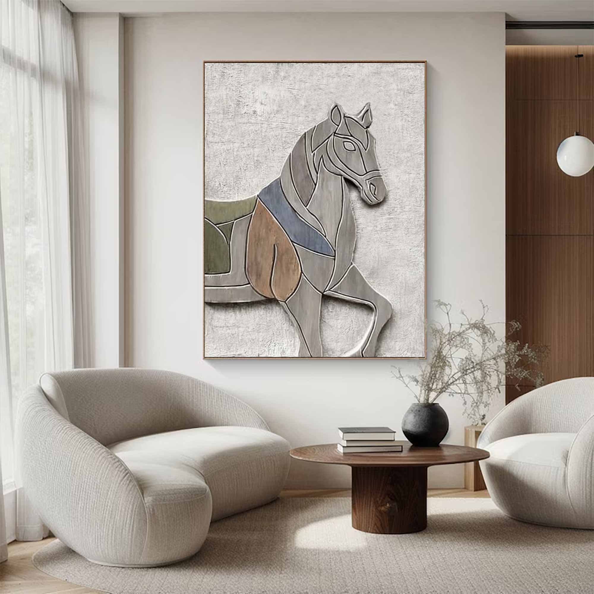 Horse Textured Sculpture wall decor Horse Abstract wood Sculpture art 