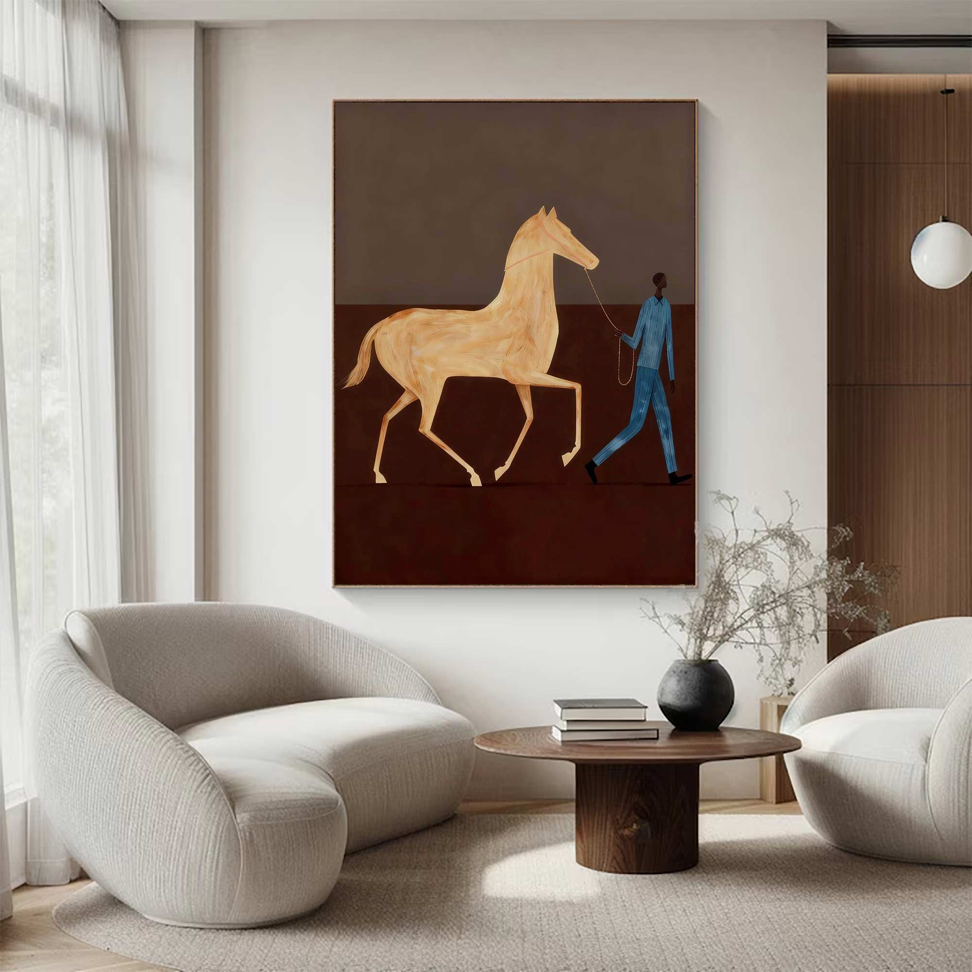 Surreal Horse Art Painting Horse Painting Modern Folk Art Horse & Rider