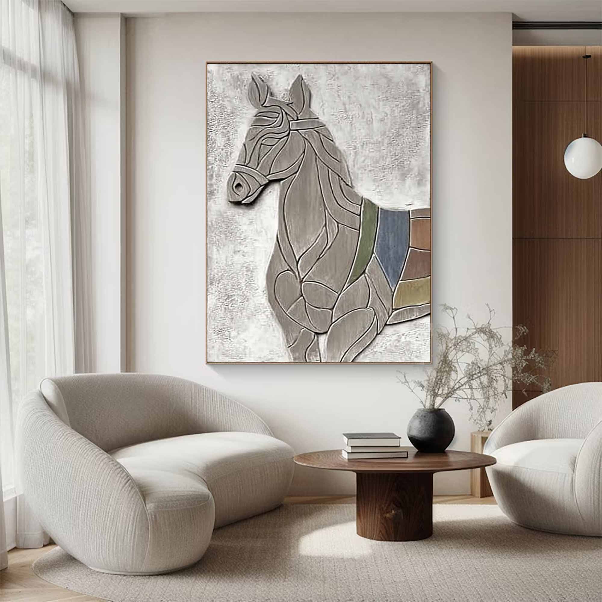 Horse Abstract wood Sculpture art Horse Textured Sculpture wall decor 