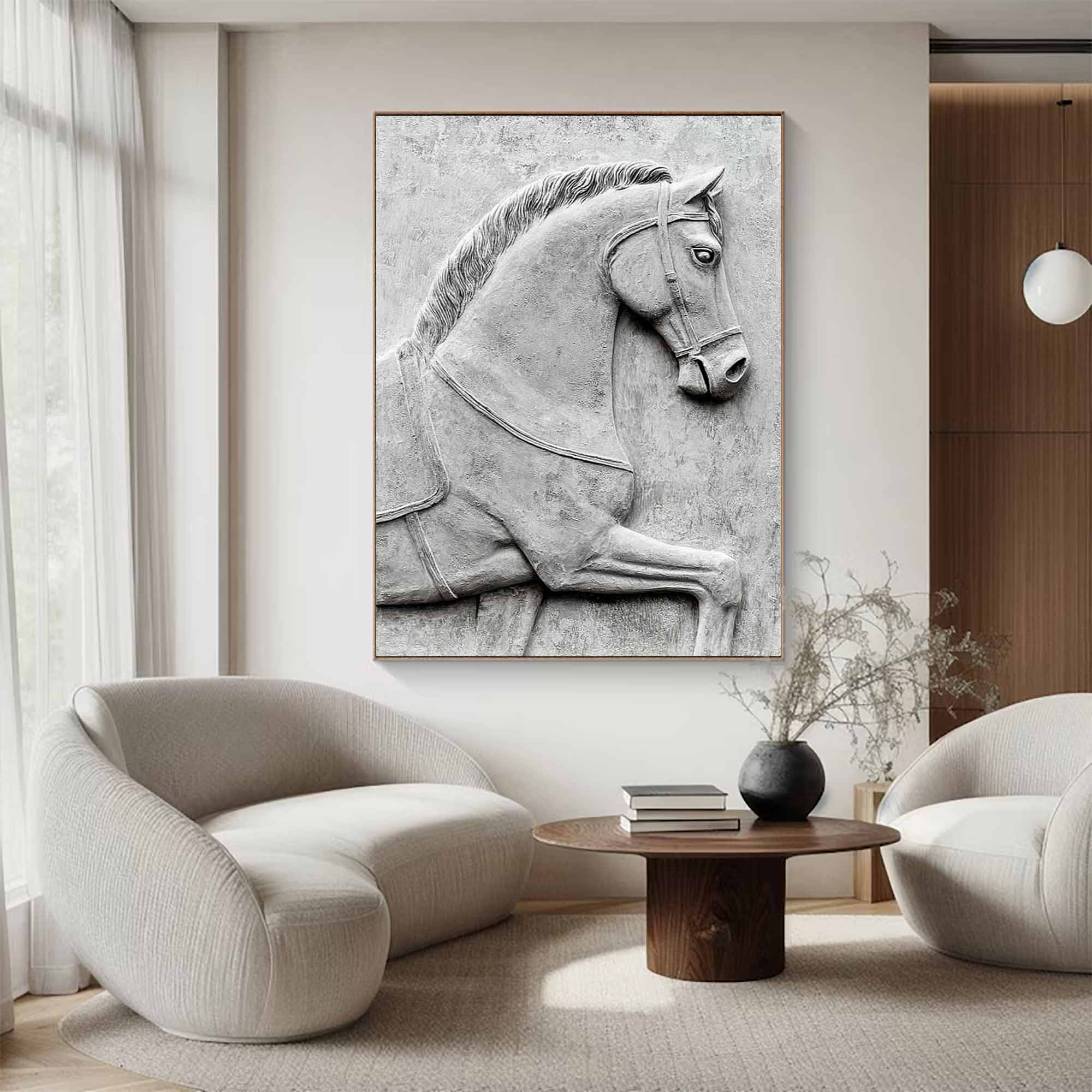 Horse 3D Textured Sculpture wall decor Horse Abstract wooden art 