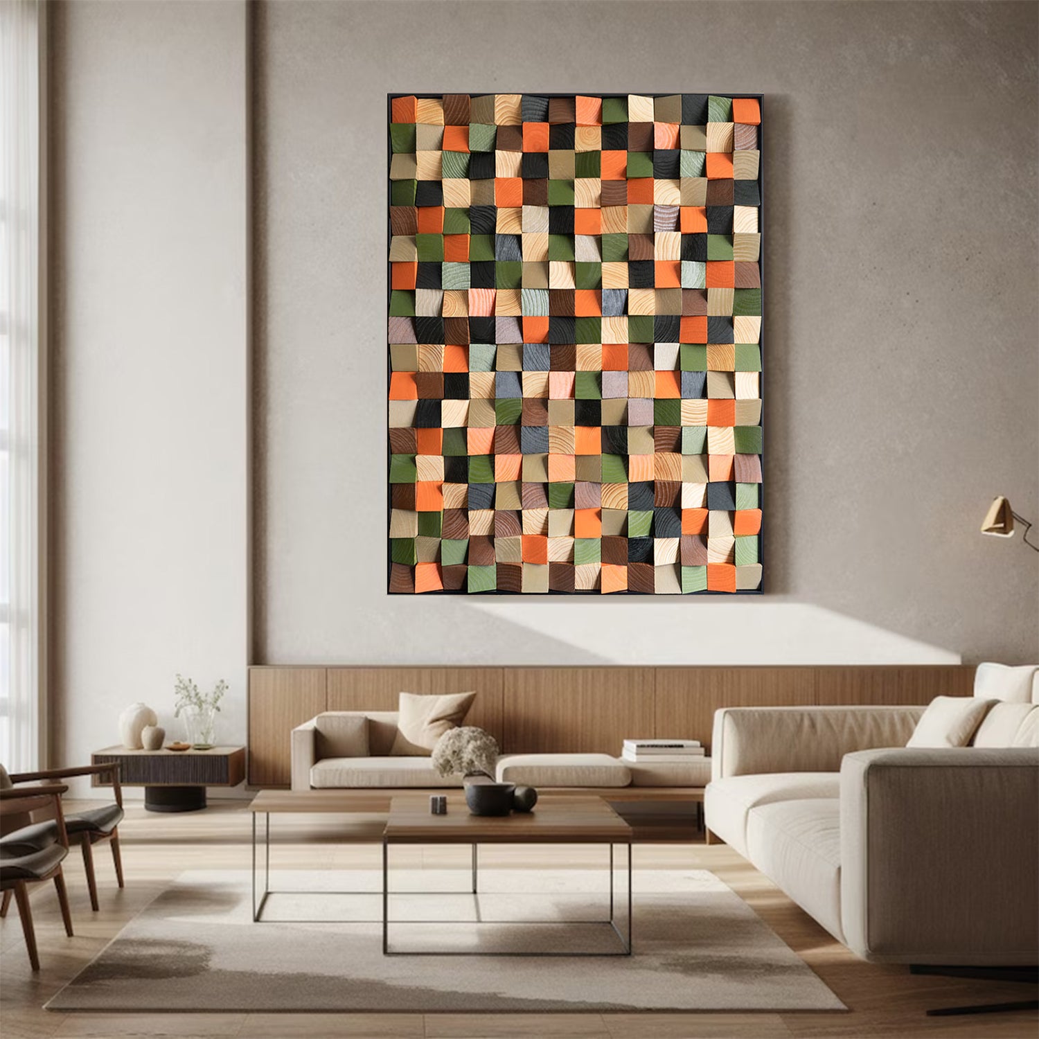 Colorful Wood Collage Wall Art decor Sculptured Textured Wall Art 
