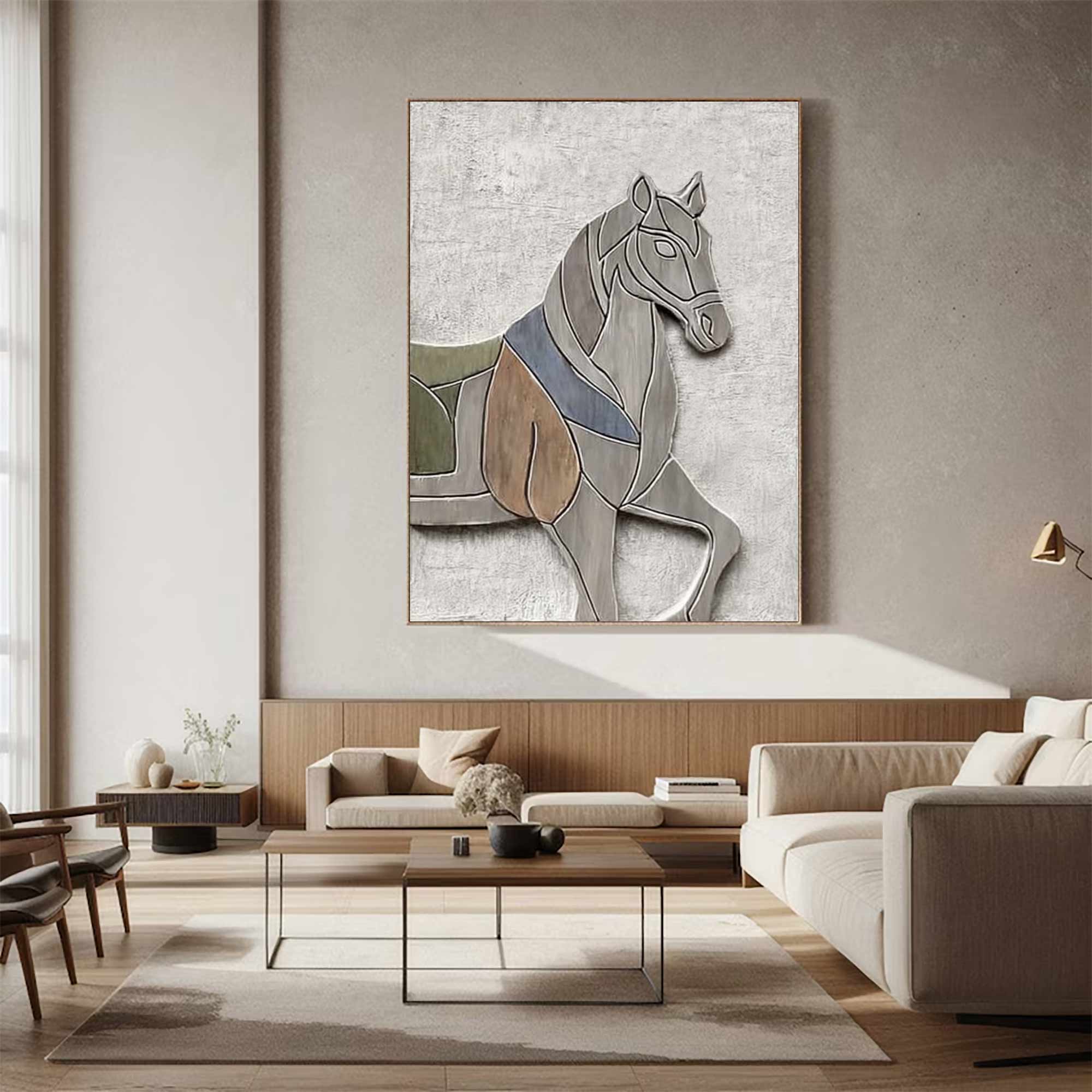 Horse Textured Sculpture wall decor Horse Abstract wood Sculpture art 