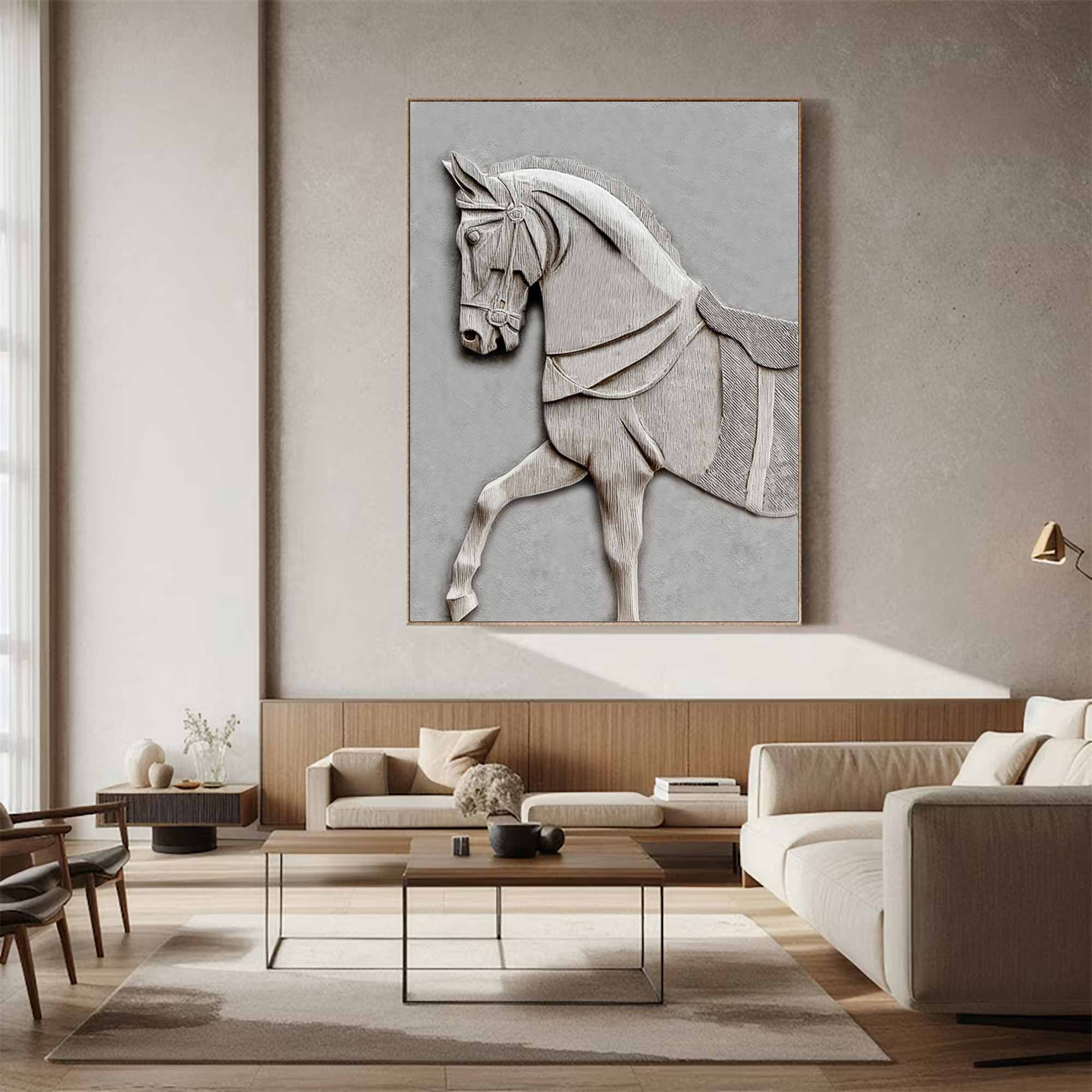 Wooden horse carvings painting, horse-shaped wood wall decor