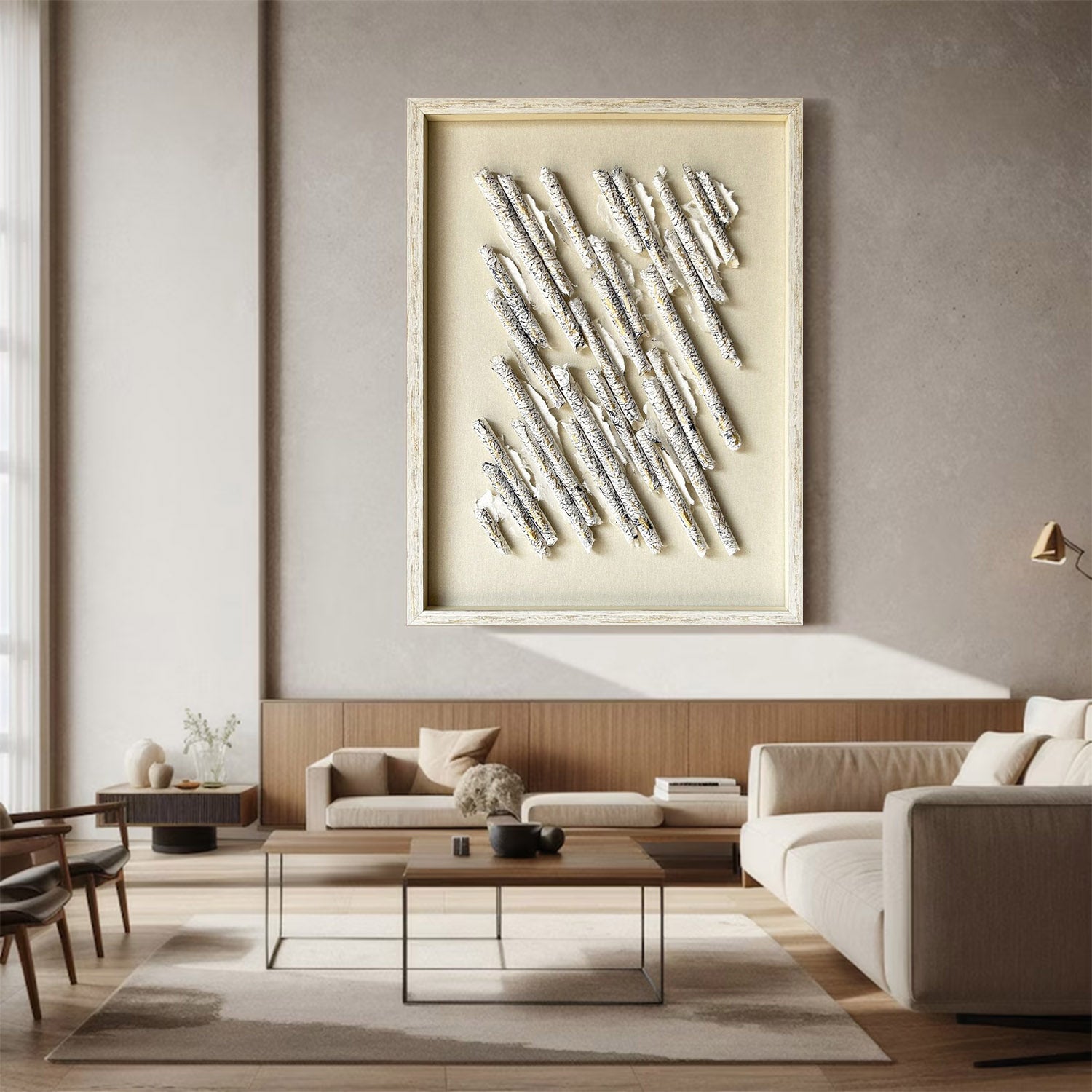 White texture wall decor Installation Art painting sculpture wall art 