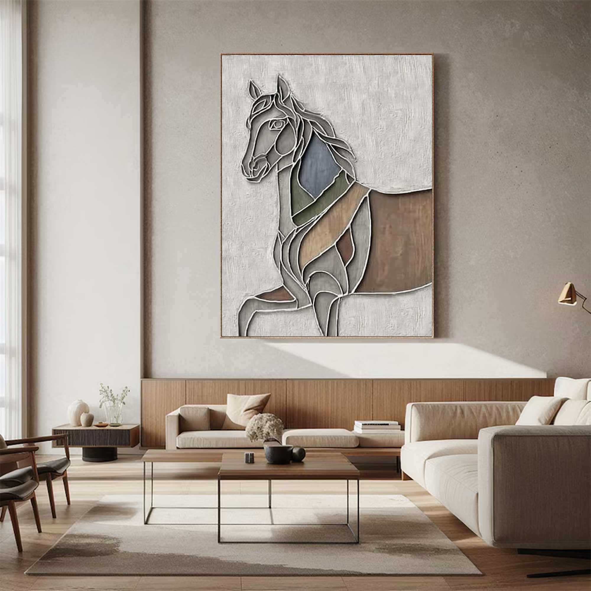 Horse Abstract wood Sculpture art Horse Textured Sculpture wall decor 