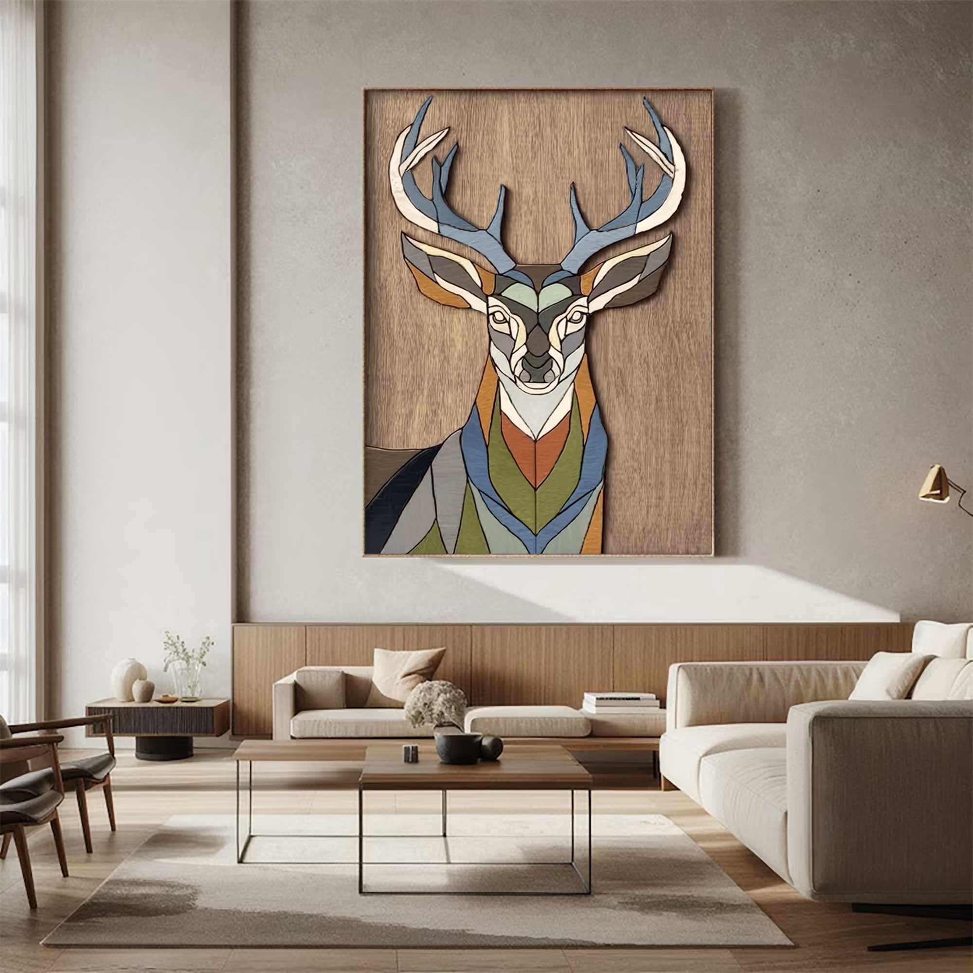Modern polygonal deer wall hanging Housewarming gift deer wall art