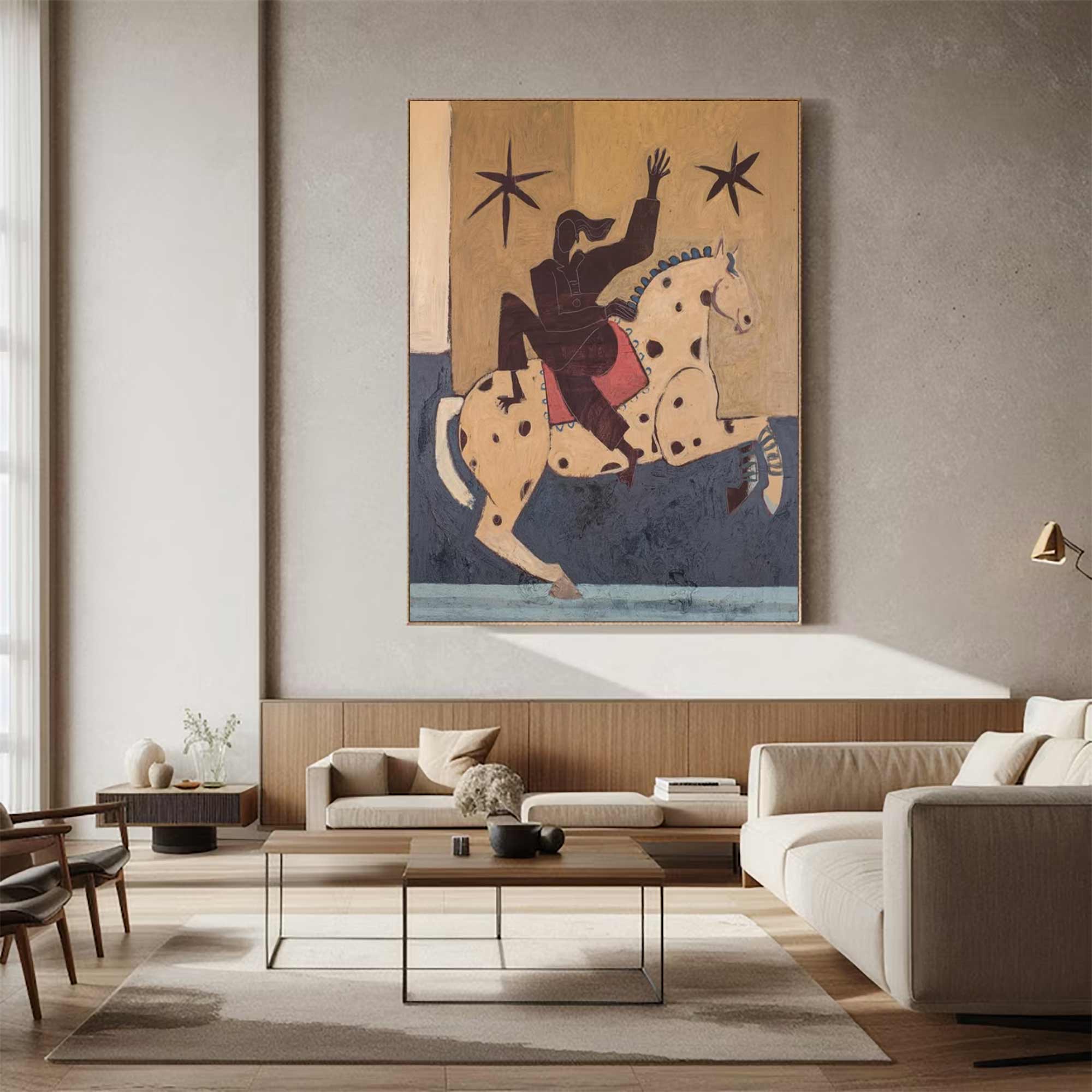 Surreal Horse Art Painting Whimsical Figure & Horse Painting 
