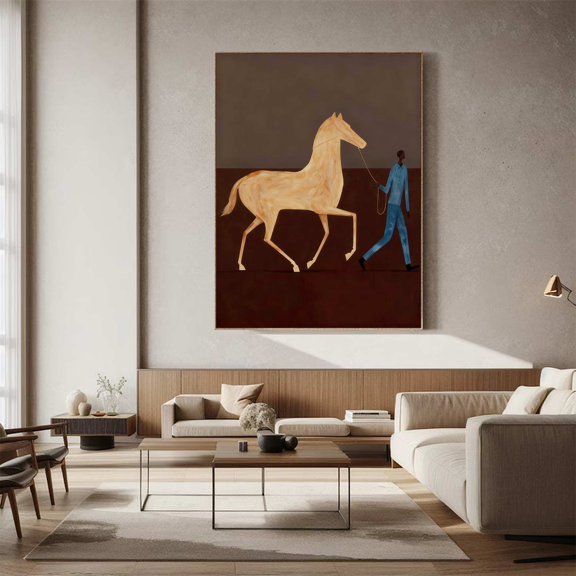 Surreal Horse Art Painting Horse Painting Modern Folk Art Horse & Rider
