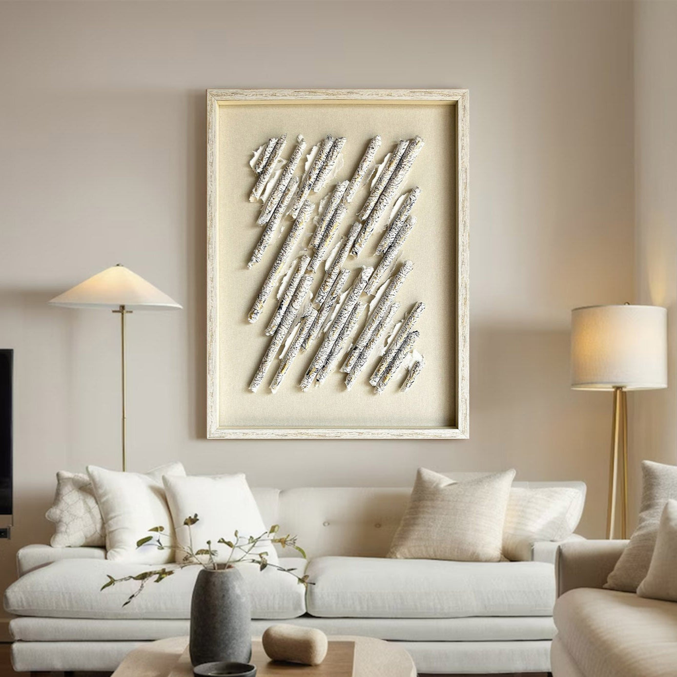 White texture wall decor Installation Art painting sculpture wall art 