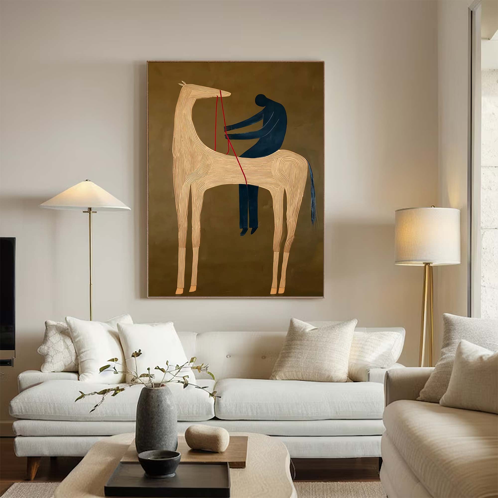 Surreal Horse Art Painting Whimsical Figure & Horse Painting