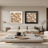 Set of 2 Wood decor painting Wood wall art Set of 2 wood Textured Art 