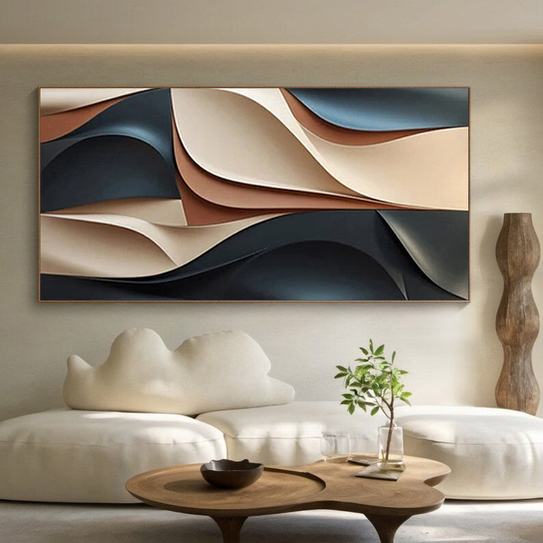 Art sculpture Textured Wall Decor Wood carving wall art Blue Sculptured art