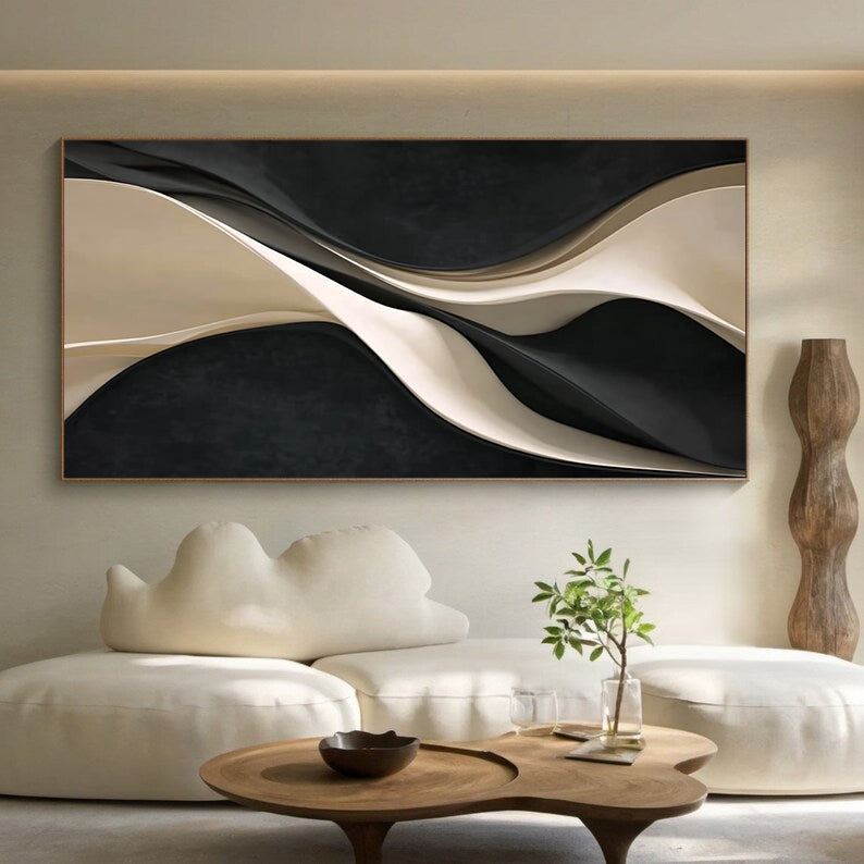 Black white wood texture wall decor painting wood sculpture wall art