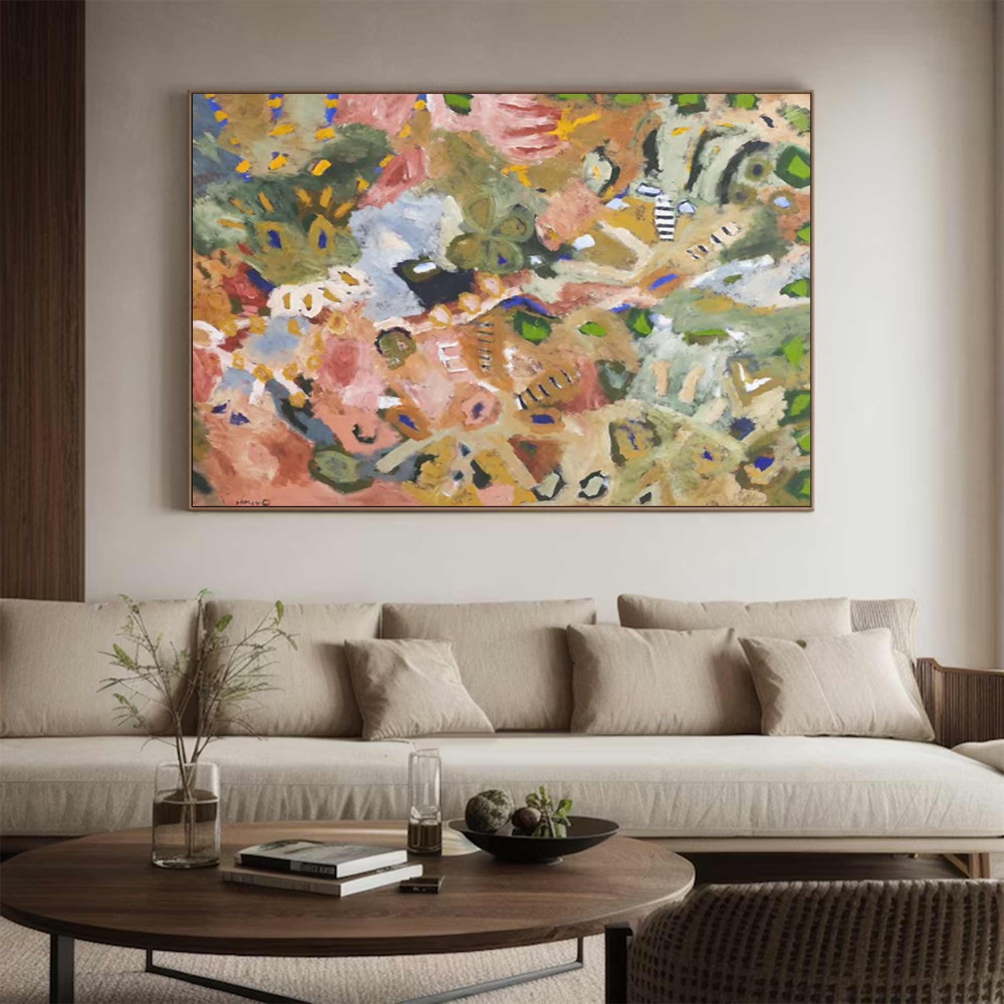 brown pop abstract art brown graffiti art Earth-toned floral painting